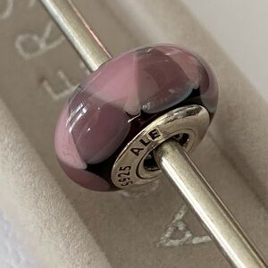 Authentic Pandora Sterling Silver Pink/ Purple Captivating Murano Charm ~Retired